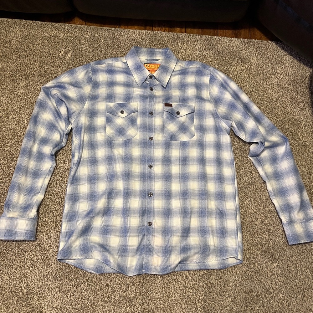 DIXXON Flannel LANIKAI  Light Blue and White Plaid Button-Down Shirt